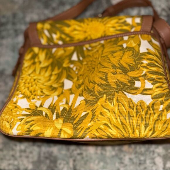 Isaac Mizrahi Yellow and Brown Floral Crossbody Bag - Picture 8 of 8
